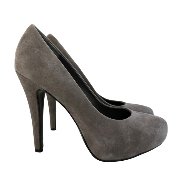 ASH Eloise Grey Suede Stiletto Platform High Heels Size 38/ US 7.5-8 - Picture 3 of 16